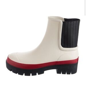 Tory Burch Hurricane White and Red Rain Boots